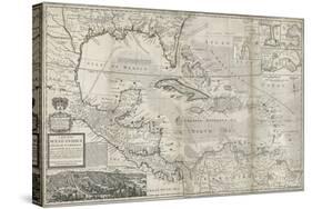 Map of the Caribbean, 1715-Hermann Moll-Stretched Canvas