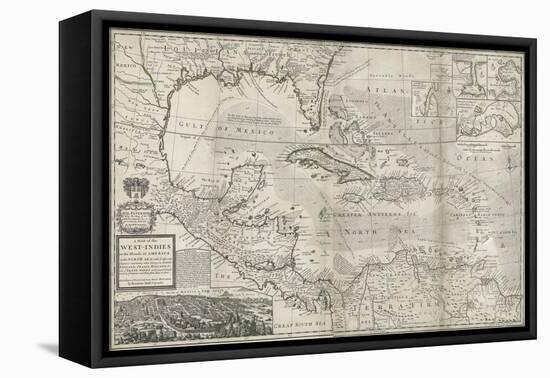 Map of the Caribbean, 1715-Hermann Moll-Framed Stretched Canvas