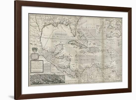 Map of the Caribbean, 1715-Hermann Moll-Framed Giclee Print