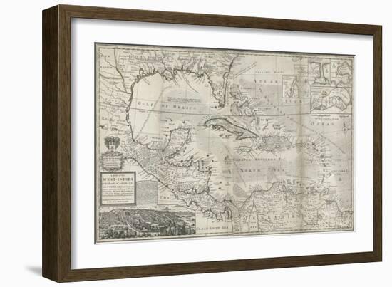 Map of the Caribbean, 1715-Hermann Moll-Framed Giclee Print