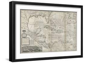 Map of the Caribbean, 1715-Hermann Moll-Framed Giclee Print