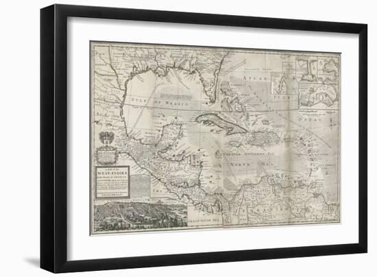 Map of the Caribbean, 1715-Hermann Moll-Framed Giclee Print