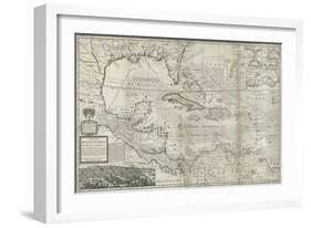 Map of the Caribbean, 1715-Hermann Moll-Framed Giclee Print