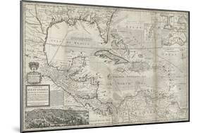 Map of the Caribbean, 1715-Hermann Moll-Mounted Giclee Print