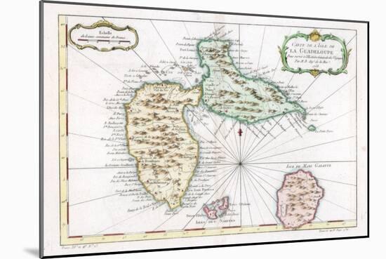 Map of the Caribbean Island of Guadeloupe, C1764-null-Mounted Giclee Print