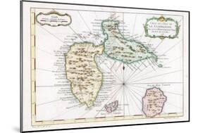 Map of the Caribbean Island of Guadeloupe, C1764-null-Mounted Giclee Print