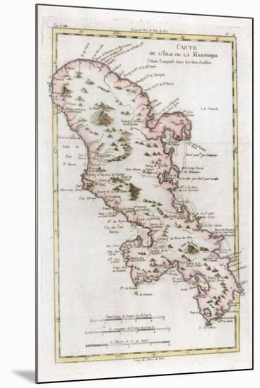 Map of the Caribbean Island of Martinique, C1783-null-Mounted Giclee Print