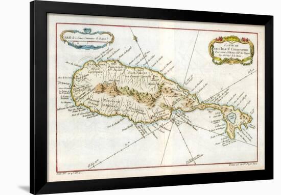 Map of the Caribbean Island of St Christopher, C1764-null-Framed Giclee Print