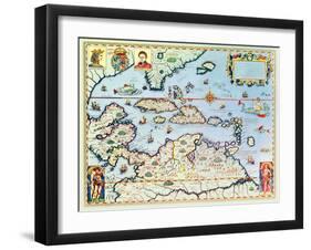 Map of the Caribbean Islands and the American State of Florida-Theodor de Bry-Framed Giclee Print