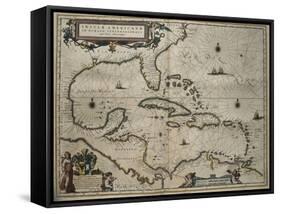 Map of the Caribbean Islands-William and Jan Blaeu-Framed Stretched Canvas