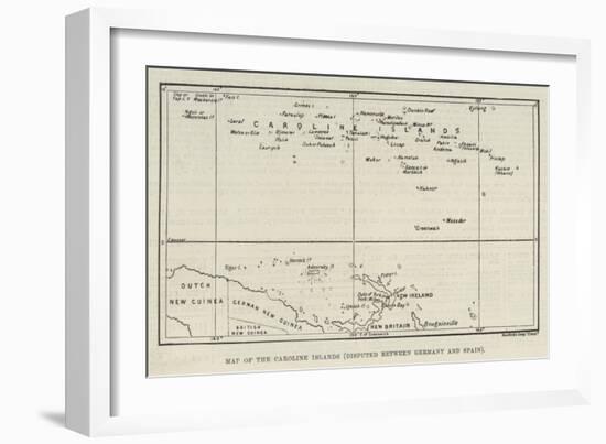 Map of the Caroline Islands, Disputed Between Germany and Spain-null-Framed Giclee Print