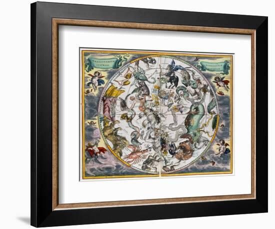 Map of the celestial Southern Hemisphere, 1660-1661-Andreas Cellarius-Framed Giclee Print