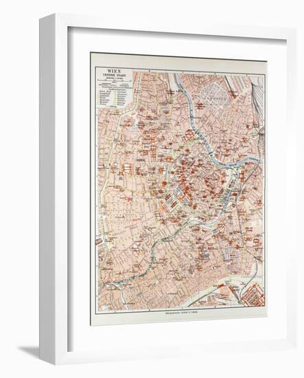 Map of the Centre of Vienna Austria 1899-null-Framed Giclee Print