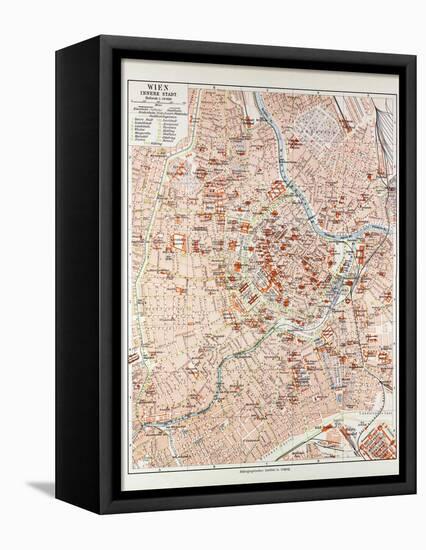 Map of the Centre of Vienna Austria 1899-null-Framed Stretched Canvas