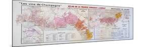 Map of the Champagne Region: Montagne De Reims and Eperon De Bouzy-null-Mounted Giclee Print