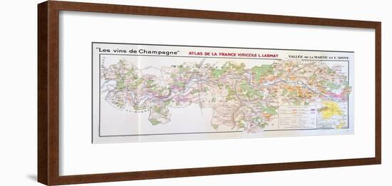 Map of the Champagne Region: Valley of the Marne and L'Aisne-null-Framed Giclee Print