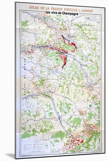 Map of the Champagne Region-null-Mounted Giclee Print