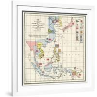 Map of the China Seas, Philippines, and European Colonies in the Region, c.1898-null-Framed Giclee Print