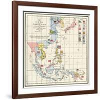 Map of the China Seas, Philippines, and European Colonies in the Region, c.1898-null-Framed Giclee Print