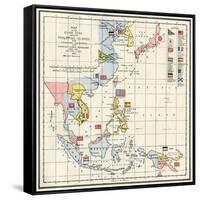 Map of the China Seas, Philippines, and European Colonies in the Region, c.1898-null-Framed Stretched Canvas