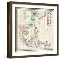 Map of the China Seas, Philippines, and European Colonies in the Region, c.1898-null-Framed Giclee Print