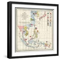 Map of the China Seas, Philippines, and European Colonies in the Region, c.1898-null-Framed Giclee Print