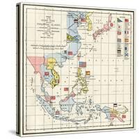 Map of the China Seas, Philippines, and European Colonies in the Region, c.1898-null-Stretched Canvas