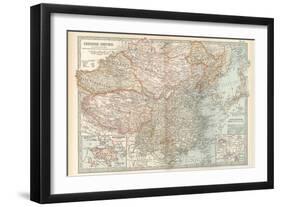 Map of the Chinese Empire (China). Insets of Hong Kong (British), and Peking (Beijing)-Encyclopaedia Britannica-Framed Art Print