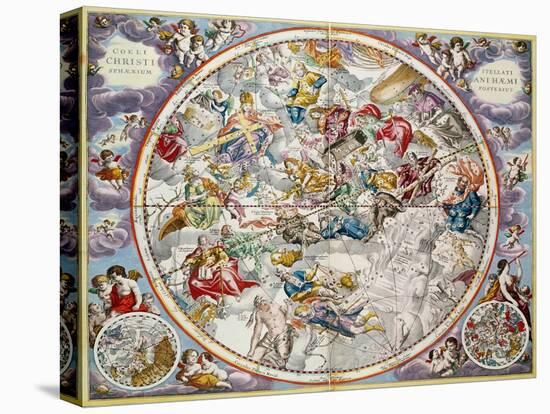 Map of the Christian Constellations as Depicted by Julius Schiller, from the Celestial Atlas-Andreas Cellarius-Stretched Canvas