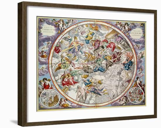 Map of the Christian Constellations as Depicted by Julius Schiller, from the Celestial Atlas-Andreas Cellarius-Framed Giclee Print