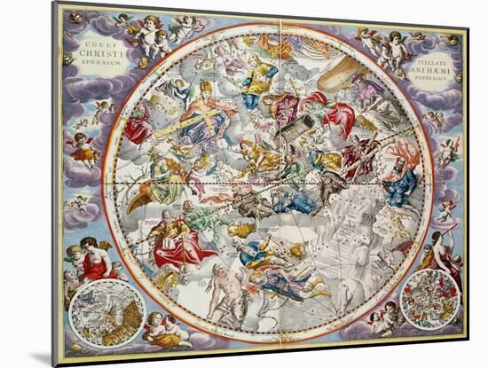 Map of the Christian Constellations as Depicted by Julius Schiller, from the Celestial Atlas-Andreas Cellarius-Mounted Giclee Print