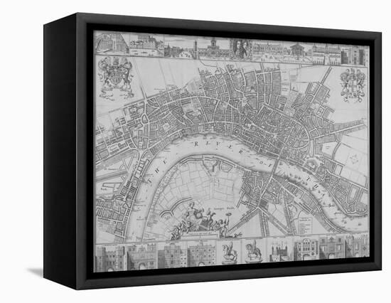 Map of the Cities of London and Westminster and Southwark, 1690-null-Framed Stretched Canvas