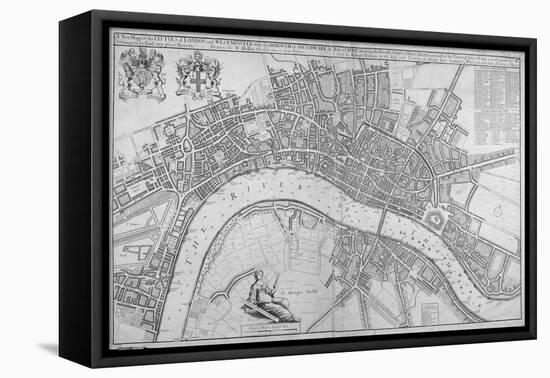 Map of the Cities of London and Westminster, Southwark and the Suburbs, 1680-Wenceslaus Hollar-Framed Stretched Canvas