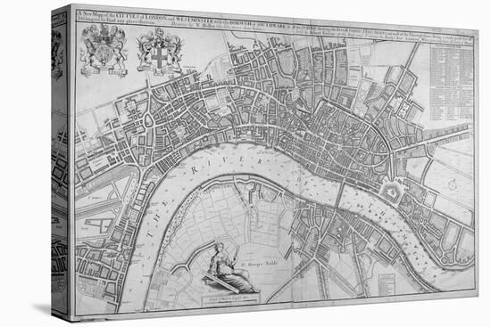Map of the Cities of London and Westminster, Southwark and the Suburbs, 1680-Wenceslaus Hollar-Stretched Canvas