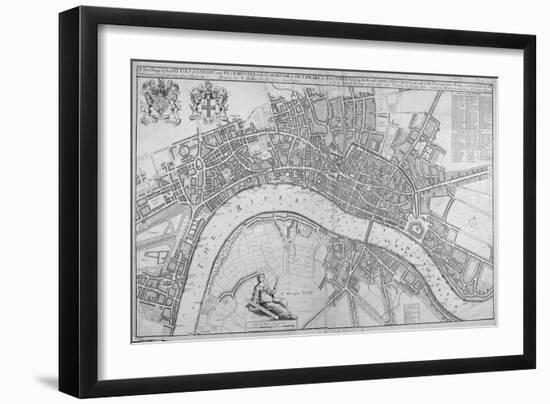 Map of the Cities of London and Westminster, Southwark and the Suburbs, 1680-Wenceslaus Hollar-Framed Giclee Print