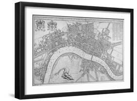 Map of the Cities of London and Westminster, Southwark and the Suburbs, 1680-Wenceslaus Hollar-Framed Giclee Print