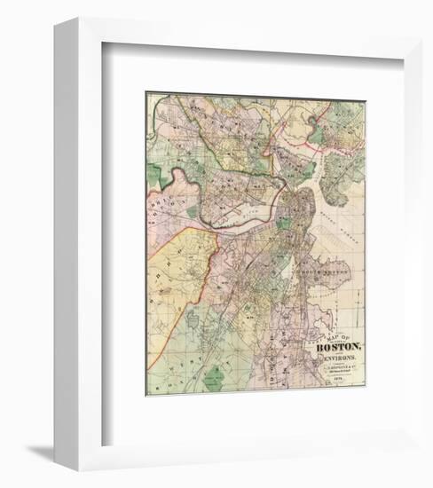 Map of the City of Boston and its Environs, c.1874-G^ M^ Hopkins-Framed Art Print