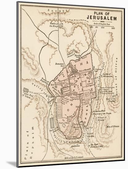 Map of the City of Jerusalem, 1870s-null-Mounted Premium Giclee Print