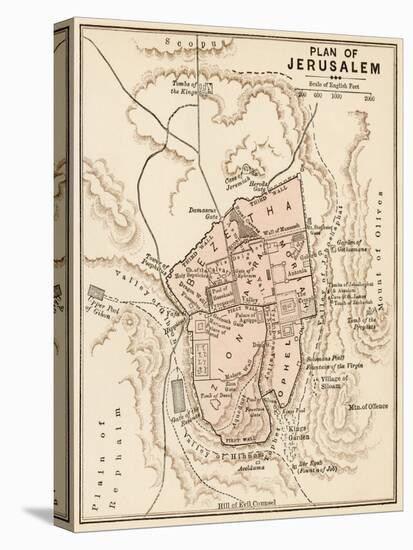 Map of the City of Jerusalem, 1870s-null-Stretched Canvas
