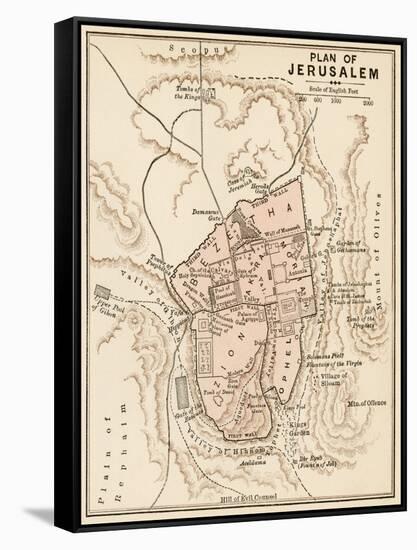 Map of the City of Jerusalem, 1870s-null-Framed Stretched Canvas