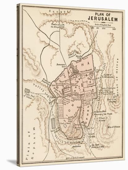 Map of the City of Jerusalem, 1870s-null-Stretched Canvas