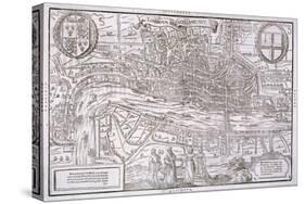 Map of the City of London and City of Westminster with Four Figures in the Foreground, C1572-Franz Hogenberg-Stretched Canvas