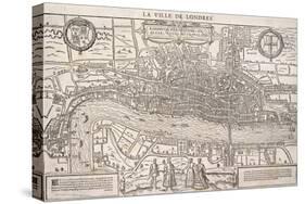 Map of the City of London and City of Westminster with Four Figures in the Foreground, C1572-Franz Hogenberg-Stretched Canvas