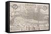 Map of the City of London and City of Westminster with Four Figures in the Foreground, C1572-Franz Hogenberg-Framed Stretched Canvas