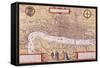 Map of the City of London, Southwark and Part of Westminster, 1572-Franz Hogenberg-Framed Stretched Canvas