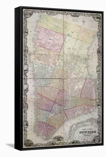 Map of the City of New York, Extending Northward to Fiftieth St with Part of Brooklyn, 1851-John F. Harrison-Framed Stretched Canvas