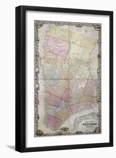 Map of the City of New York, Extending Northward to Fiftieth St with Part of Brooklyn, 1851-John F. Harrison-Framed Giclee Print