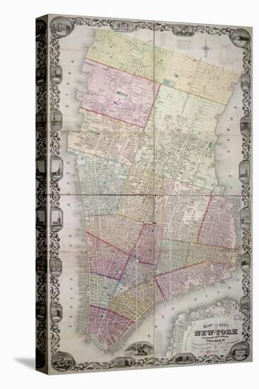 Map of the City of New York, Extending Northward to Fiftieth St with Part of Brooklyn, 1851-John F. Harrison-Stretched Canvas
