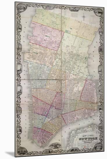 Map of the City of New York, Extending Northward to Fiftieth St with Part of Brooklyn, 1851-John F. Harrison-Mounted Giclee Print