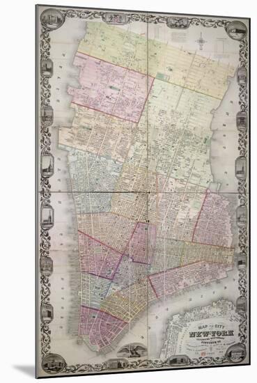 Map of the City of New York, Extending Northward to Fiftieth St with Part of Brooklyn, 1851-John F. Harrison-Mounted Giclee Print